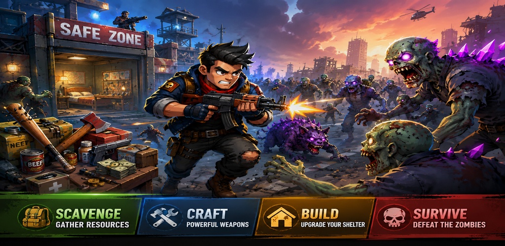 Zombie Survival Offline Game Simulator: Open World Crafting Adventure With Base Building